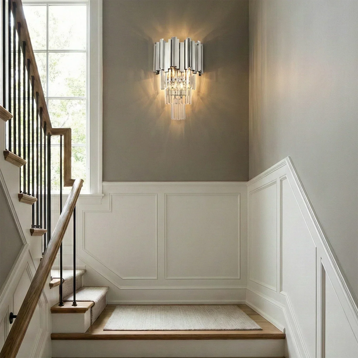 Art Deco Crystal Wall Sconce Gold Chrome – Empire Style E12 Dimmable Wall Light