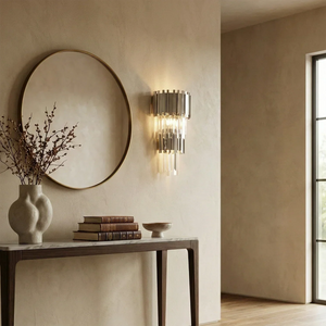 Art Deco Crystal Wall Sconce Gold Chrome – Empire Style E12 Dimmable Wall Light