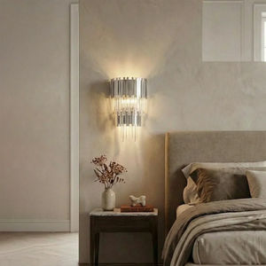 Art Deco Crystal Wall Sconce Gold Chrome – Empire Style E12 Dimmable Wall Light