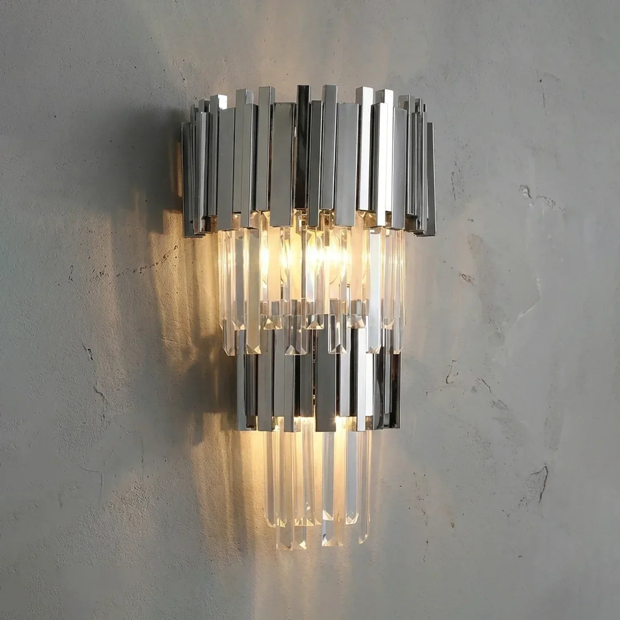 Art Deco Crystal Wall Sconce Gold Chrome – Empire Style E12 Dimmable Wall Light