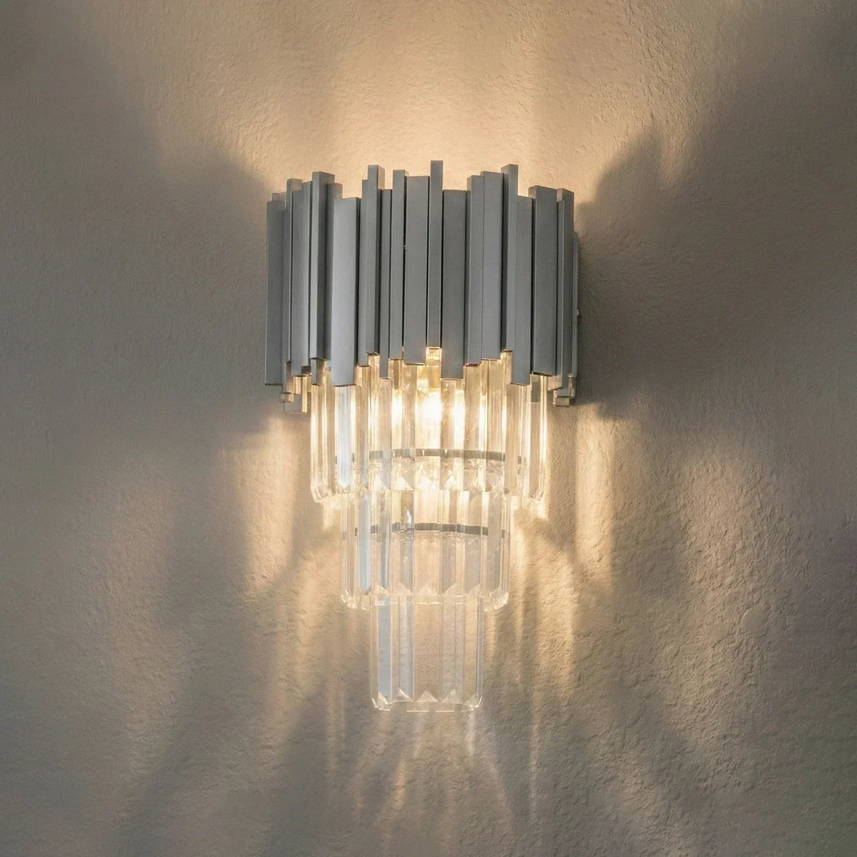 Art Deco Crystal Wall Sconce Gold Chrome – Empire Style E12 Dimmable Wall Light