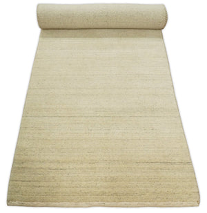 Runner Solid Beige Natural Farmhouse Wool Hand Woven Rug