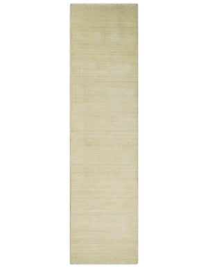 Runner Solid Beige Natural Farmhouse Wool Hand Woven Rug