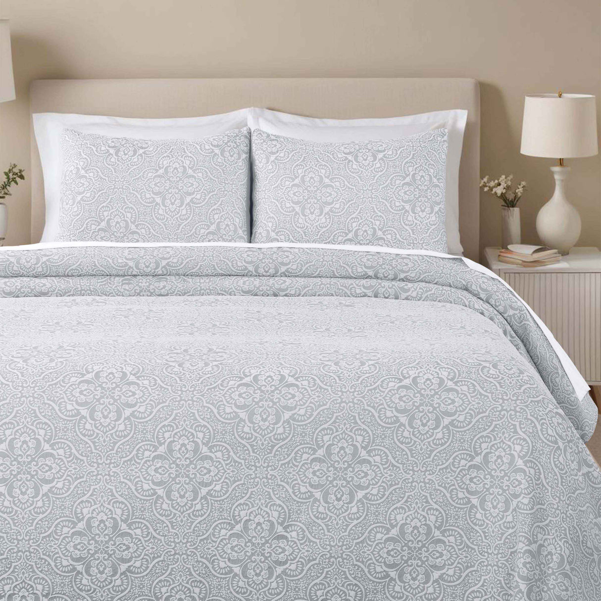 Enzy Medium Weight Floral Matelasse 3 Piece Bedspread Pillow Sham Set - Bedspread by Superior Brand