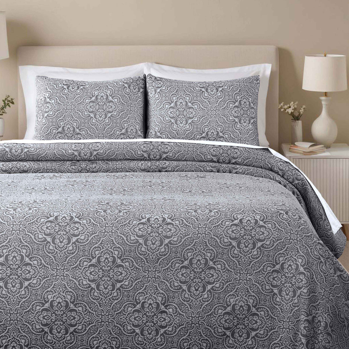 Enzy Medium Weight Floral Matelasse 3 Piece Bedspread Pillow Sham Set - Bedspread by Superior Brand
