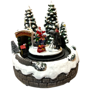 7.5"H B/O Lighted Musical Village with Moving Train, With Santa (ETL Adaptor Included)
