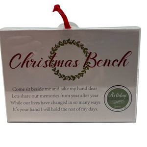 Christmas Bench Ornament with Wreath
