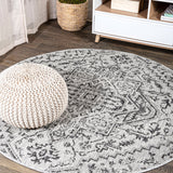 Estrella Bohemian Medallion Textured Weave Indoor/Outdoor Round Area Rug - Tuesday Morning - Area Rugs