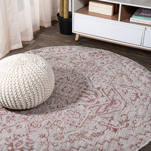 Estrella Bohemian Medallion Textured Weave Indoor/Outdoor Round Area Rug - Tuesday Morning - Area Rugs