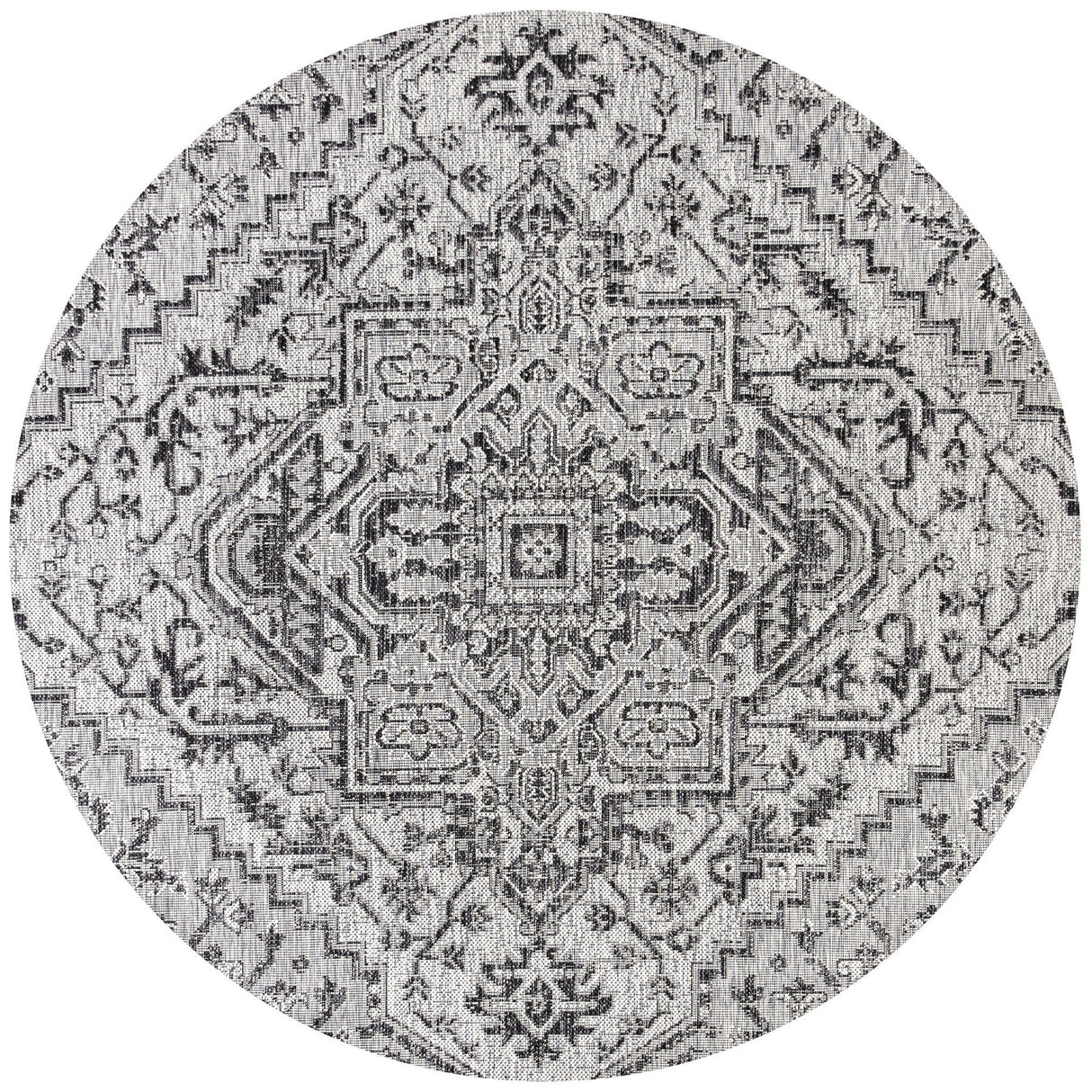 Estrella Bohemian Medallion Textured Weave Indoor/Outdoor Round Area Rug - Tuesday Morning - Area Rugs