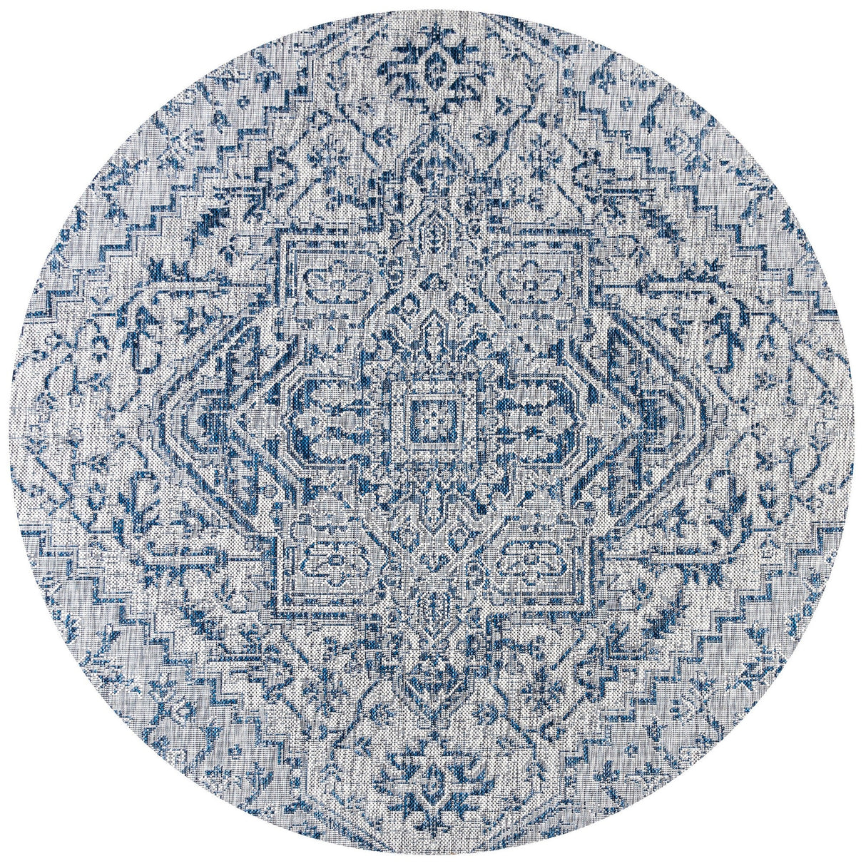 Estrella Bohemian Medallion Textured Weave Indoor/Outdoor Round Area Rug - Tuesday Morning - Area Rugs