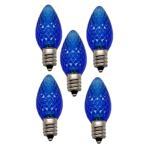 C7 Faceted LED Bulb - 5 Piece - Blue