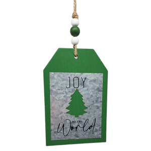 Holiday Tag Sign with Beaded Hanger -