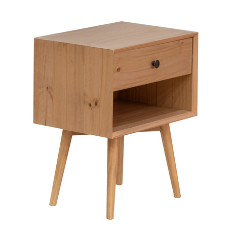 Etherealify Single-Drawer Solid Wood Nightstand - Nightstands