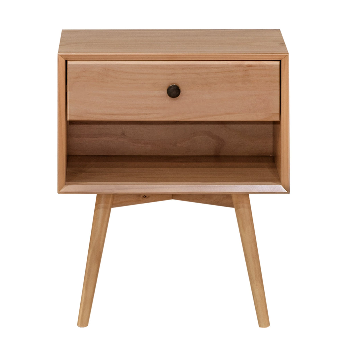 Etherealify Single-Drawer Solid Wood Nightstand - Nightstands