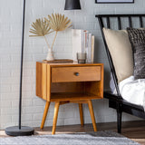 Etherealify Single-Drawer Solid Wood Nightstand - Nightstands