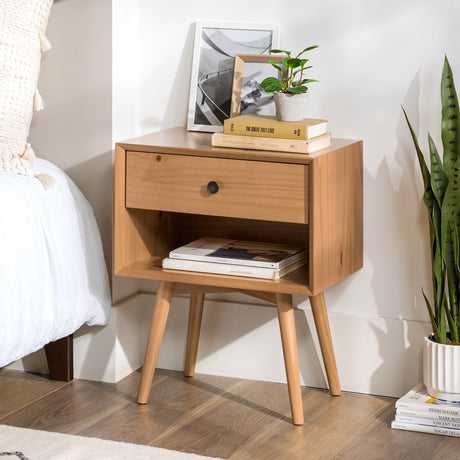 Etherealify Single-Drawer Solid Wood Nightstand - Nightstands