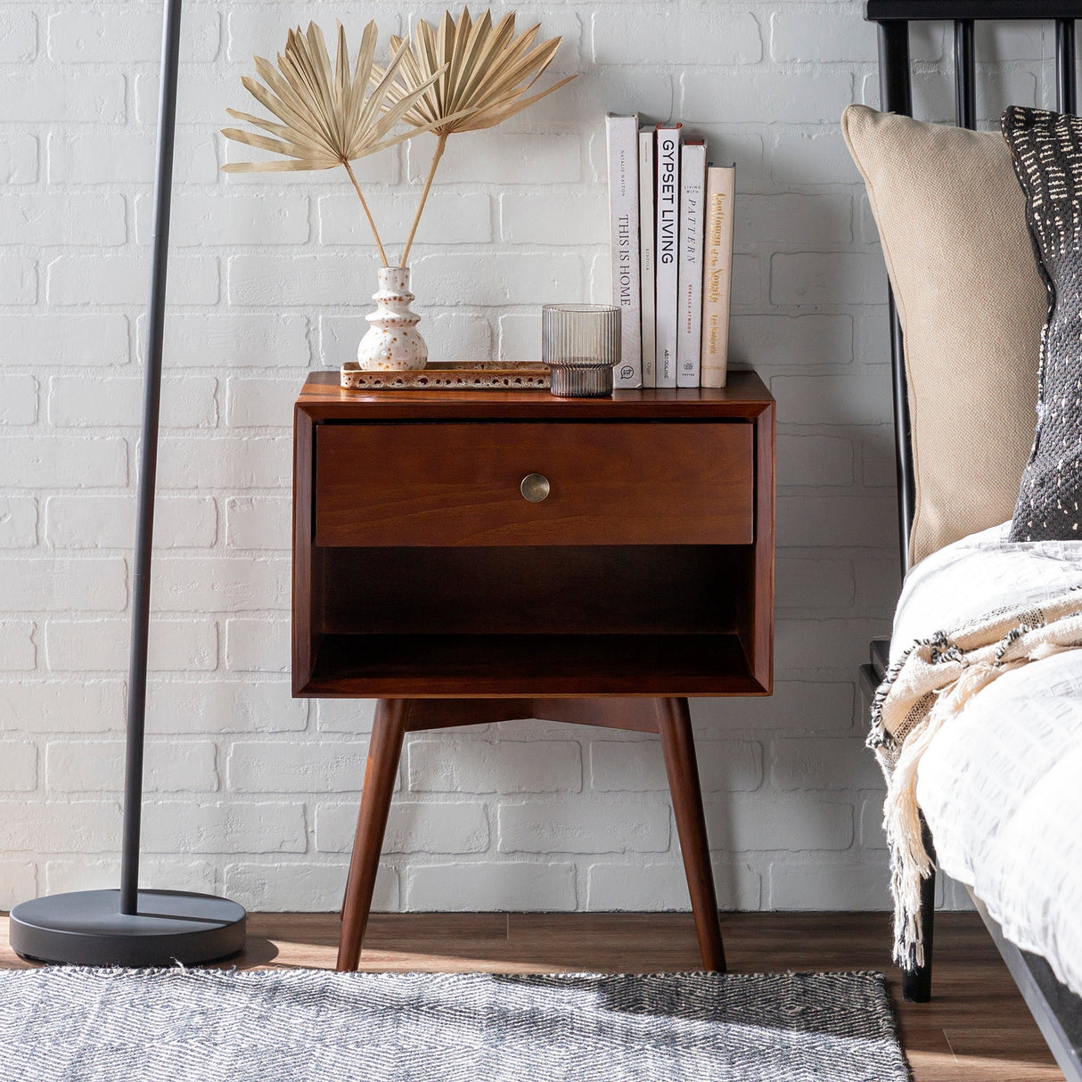 Etherealify Single-Drawer Solid Wood Nightstand - Nightstands
