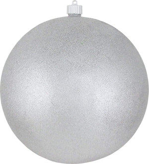 10" Commercial Shatterproof Ball Ornament - Silver Glitter