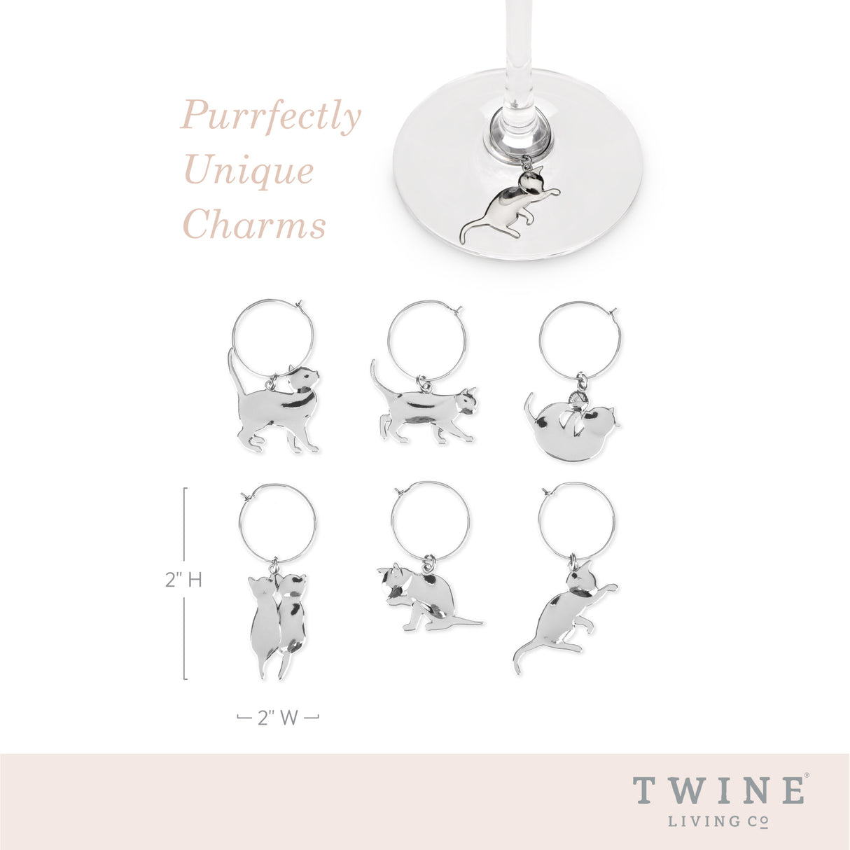 Silver cat wine charms by twine®