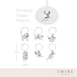 Silver cat wine charms by twine®