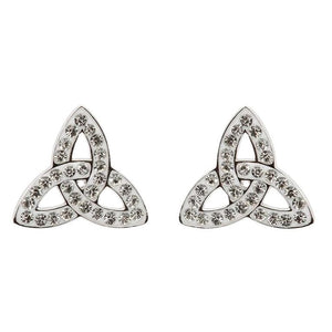 Sterling Silver White Swarovski Crystal Trinity Earrings