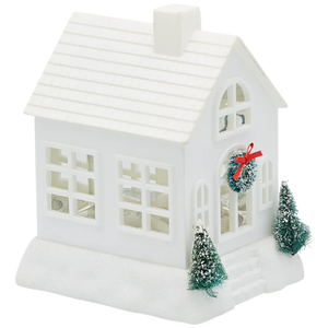 Lighted Swirl House with Trees & Wreath