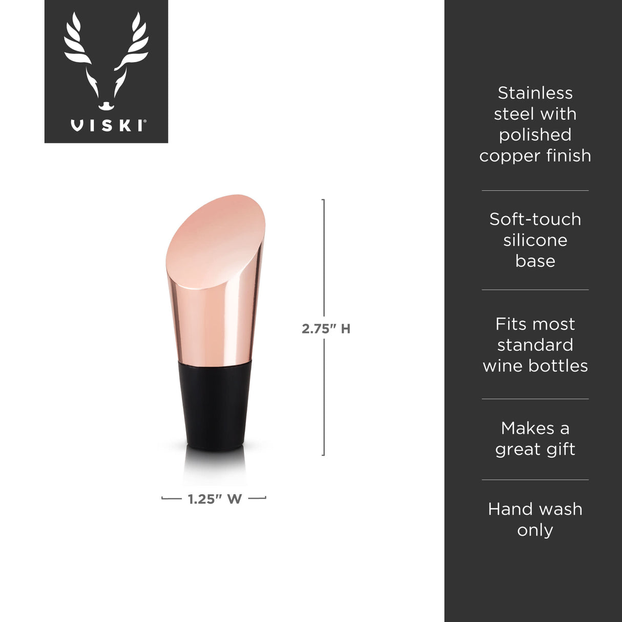 Summit heavyweight bottle stopper in copper viski®