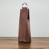 Brown faux leather single-bottle wine tote by viski®