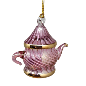 Egyptian Glass Teapot Ornaments - Spiral Pink