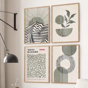 Yayoi Kusama, Bauhaus Inspired Wall Decor. Set of 4 Boho Art