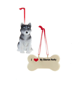 I love My Siberian Husky With Dog Bone Ornaments