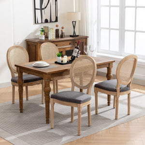 A&A Furniture French Style Solid Wood Frame Dining Chair Set of 2 - Gray
