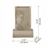 Indoor Buddha Water Fountain Polyresin Tabletop Fountain with LED Light - Beige