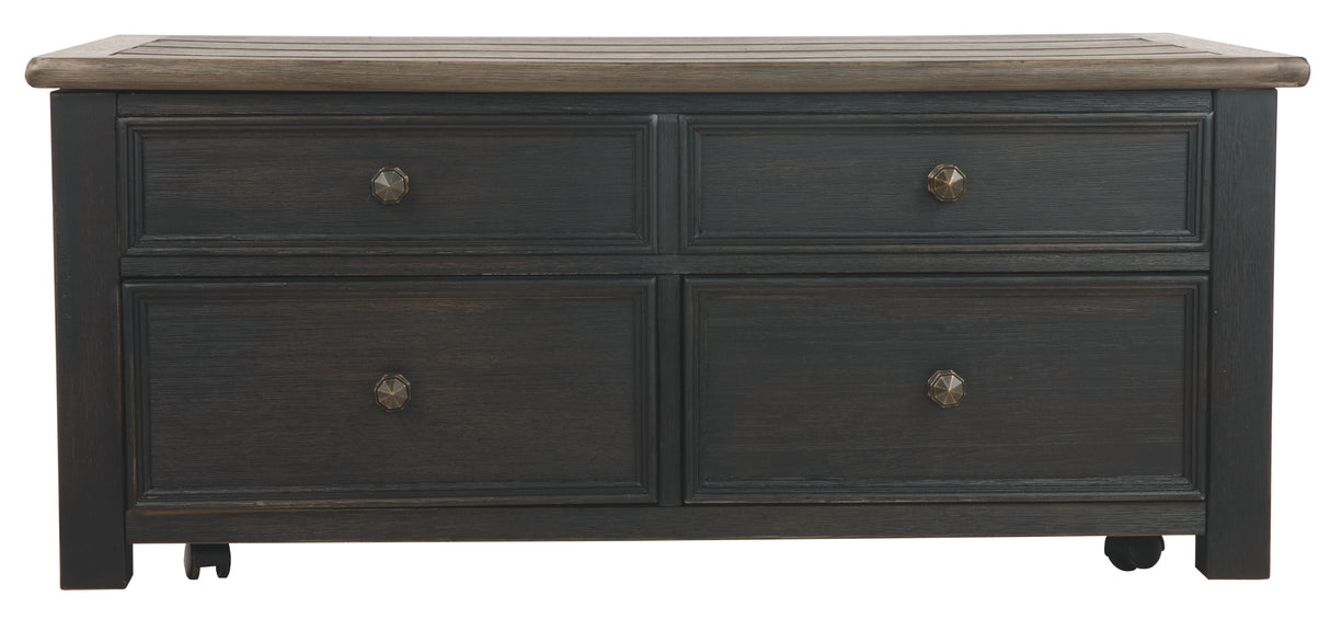 Tyler Creek - Lift Top Cocktail Table - Grayish Brown / Black