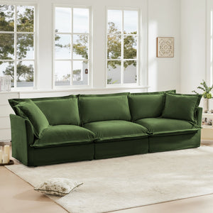 Modern Slipcovered 3-Seater Sofa with Chenille Fabric