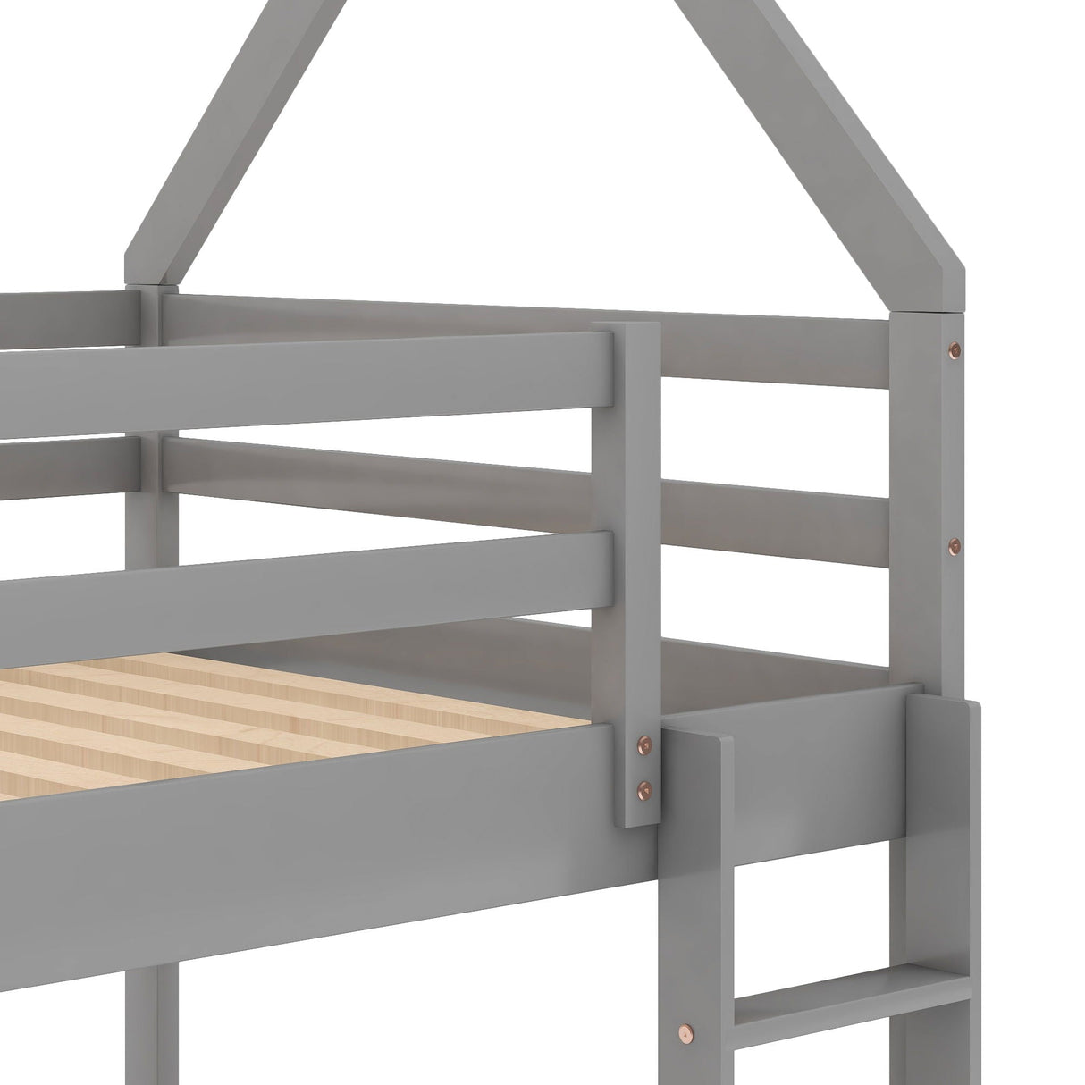 Low Bunk Bed With House Shaped Frame And Ladder