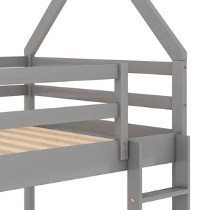 Low Bunk Bed With House Shaped Frame And Ladder
