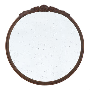 Round Hand Carved Rose Antique Mirror Frame, Wall Mirror For Live Space