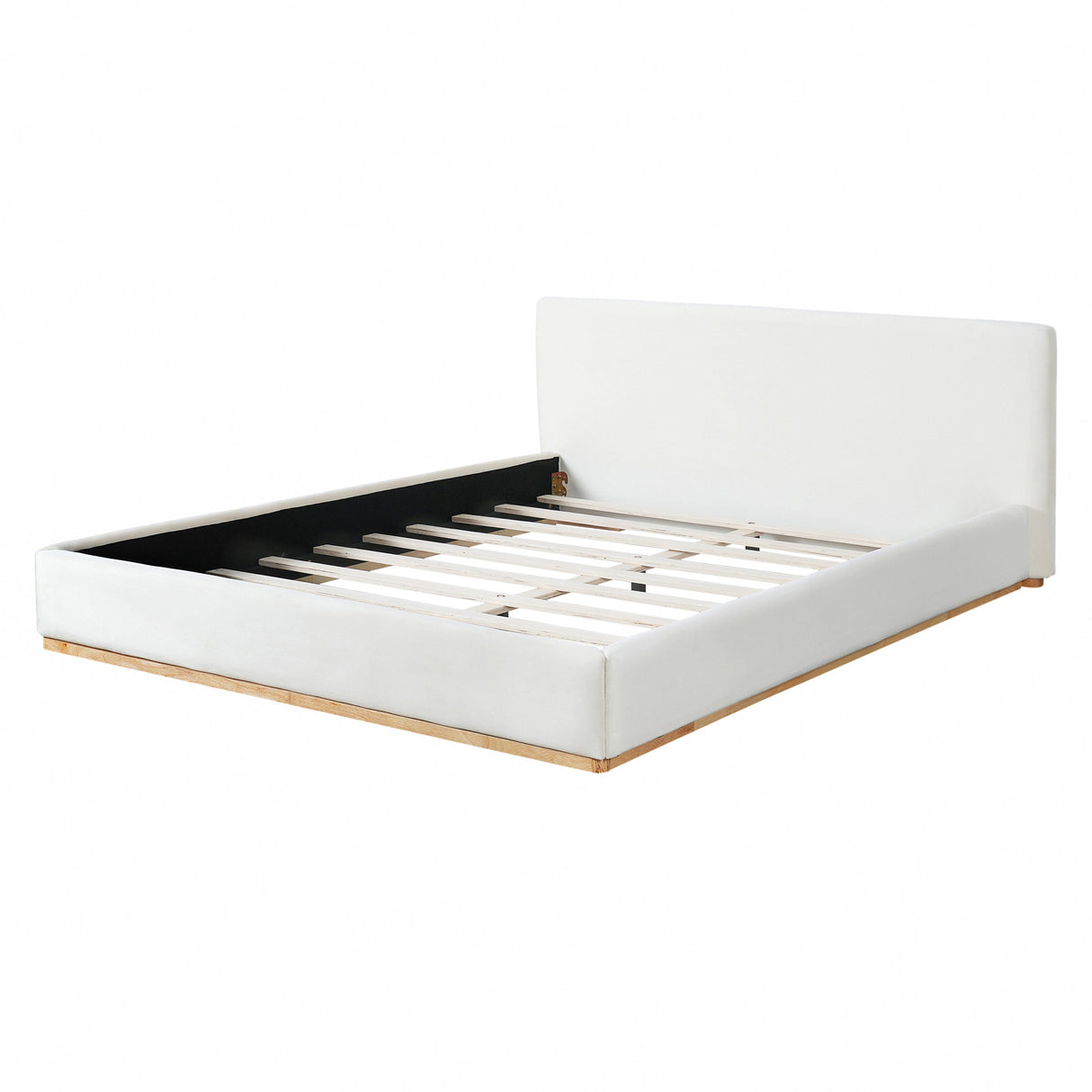 Elegant Upholstered Bed With Solid Wood Frame - Queen