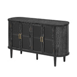 Wood Buffet Cabinet with Glass Doors and Adjustable Shelves