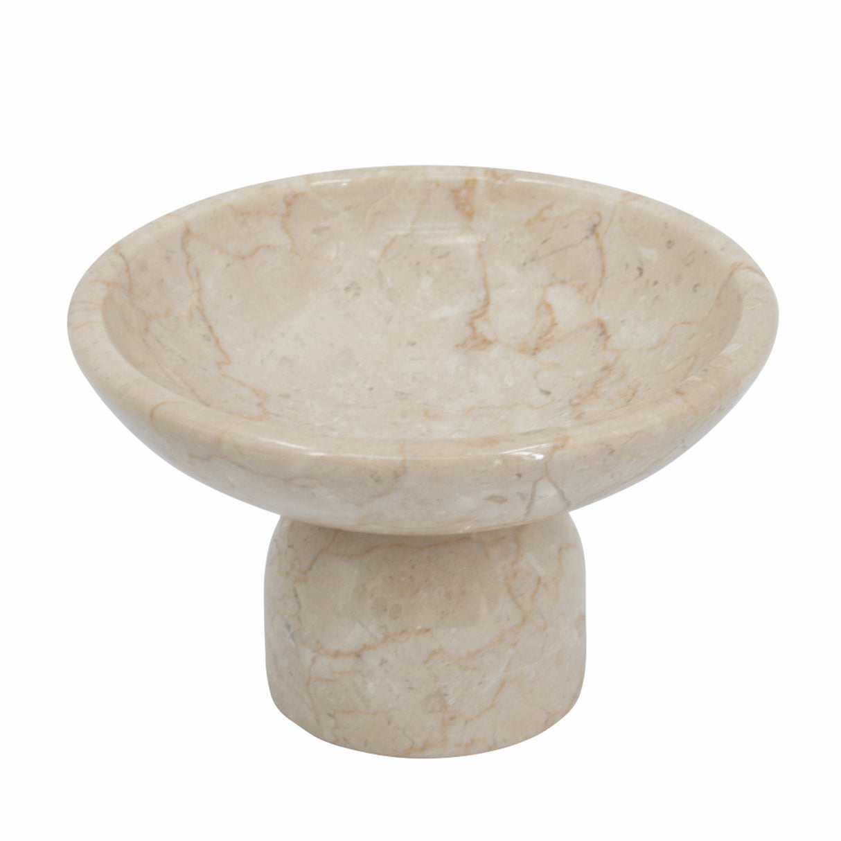 7x7x4" Round Marble Pedestal Fruit Bowl