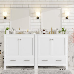 60" White Bathroom Vanity Set