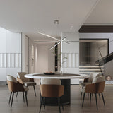 48' Modern LED Chandelier - Geometric 3-Arm DesignAdjustable HangingSleek Metal Finish for Dining RoomLiving Room & Office