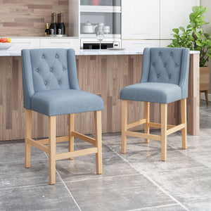 Vienna - Contemporary Fabric Tufted & Wingback Counter Stools (Set of 2)