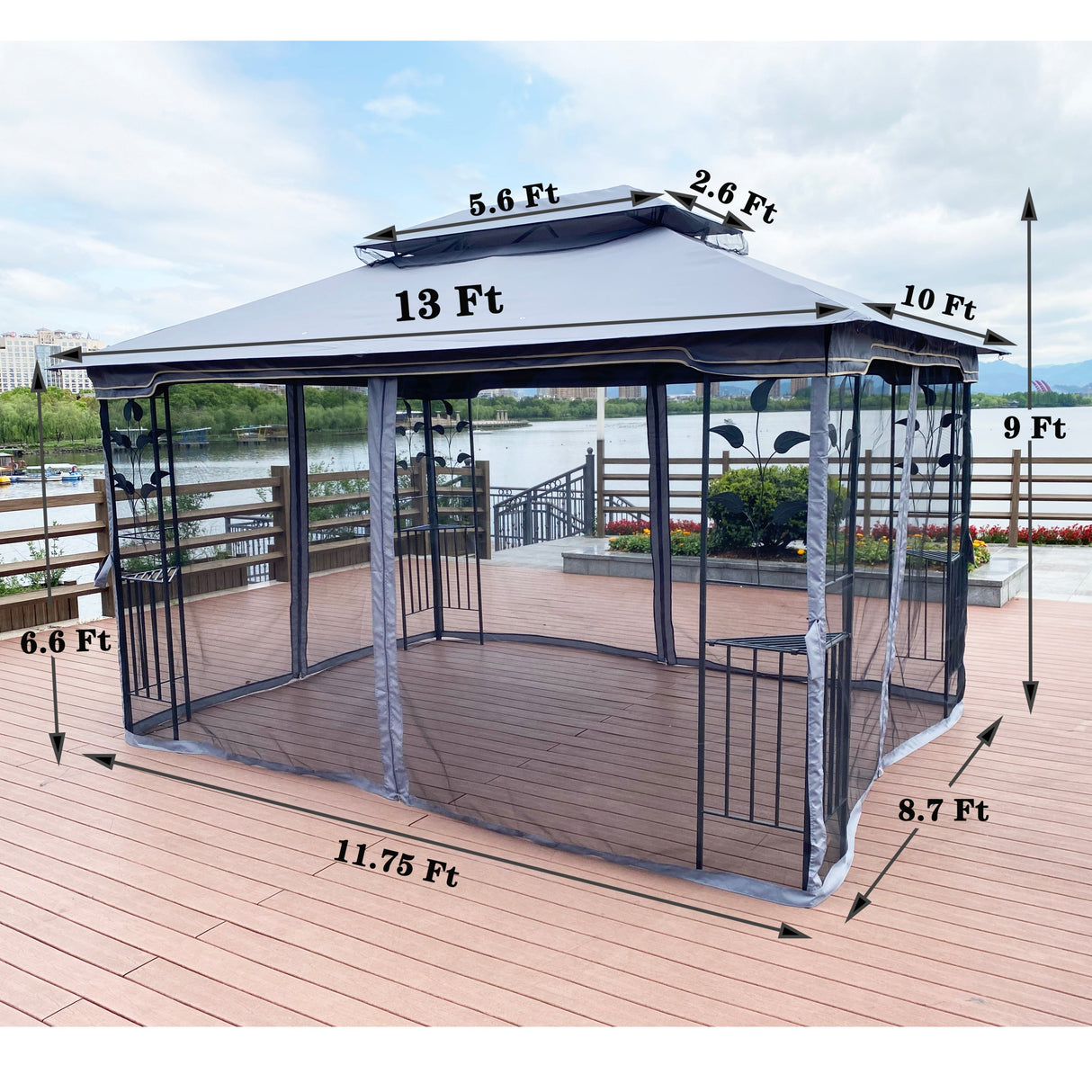 Gazebo tent with double roof & mosquito net