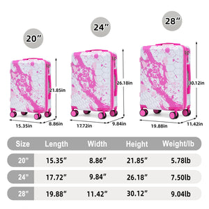 3-Piece Spinner Wheel Luggage Set (20"/24"/28") in Pink