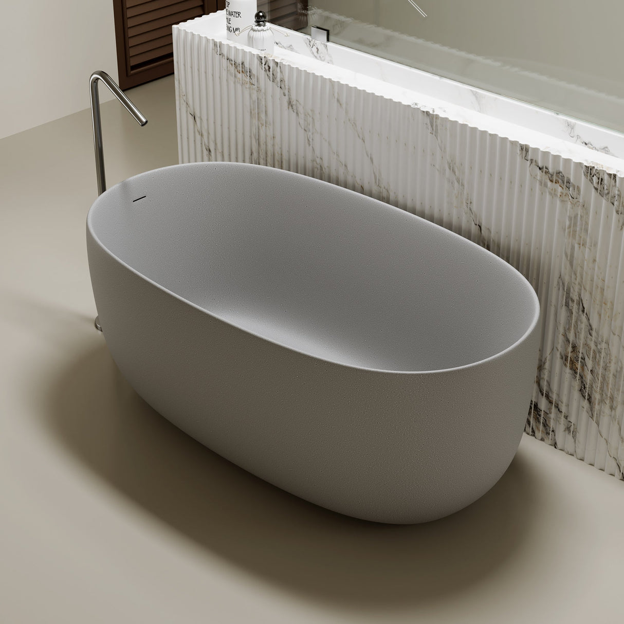47'' Freestanding Bathtub Resin Stone Soaking Bathtub