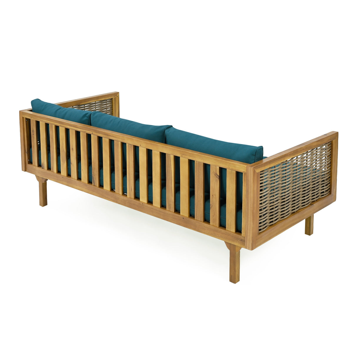 Claremont 3 Seater Daybed with Rattan Arms and Acacia Wood Frame
