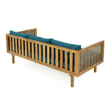 Claremont 3 Seater Daybed with Rattan Arms and Acacia Wood Frame
